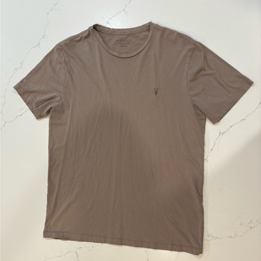 All Saints Taupe Short Sleeve Tee